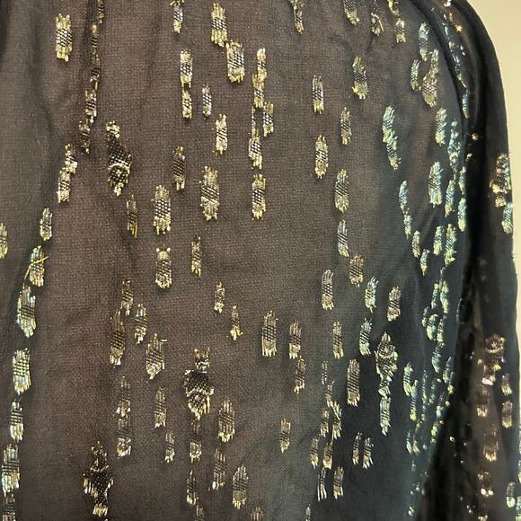 Lily Pulitzer Womens Size XS Black Sheer Gold Inlay Long Sleeve Blouse Top - Picture 9 of 11